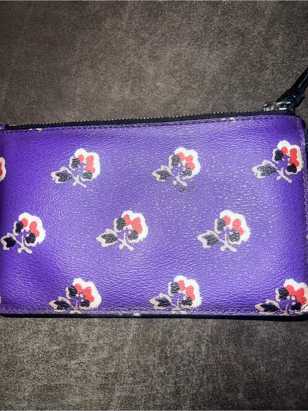 COACH Purple Floral Leather Wristlet